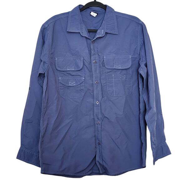 Stone Creek Mens Shirt Size M Blue Long Sleeve Button Down Nylon Pockets Vented - Picture 1 of 10